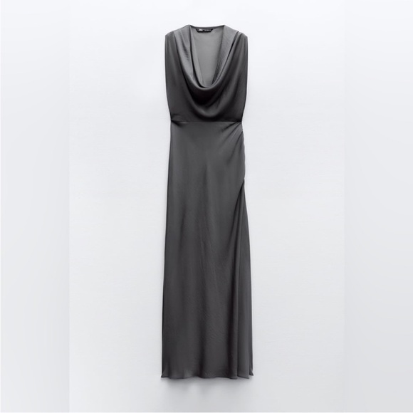 ZARA SATIN MIDI DRESS - Picture 5 of 7